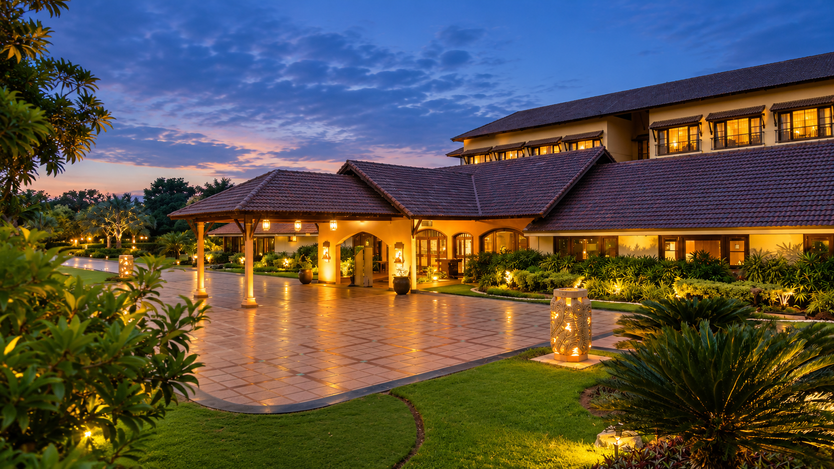 Madhuban Resort in Anand at dusk